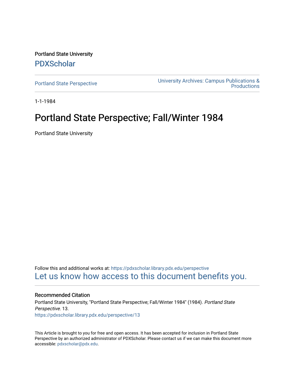 Portland State Perspective Productions