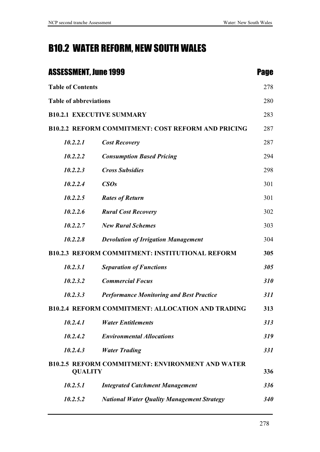 Part B Chapter 10.2 WATER REFORM NEW SOUTH WALES NCP