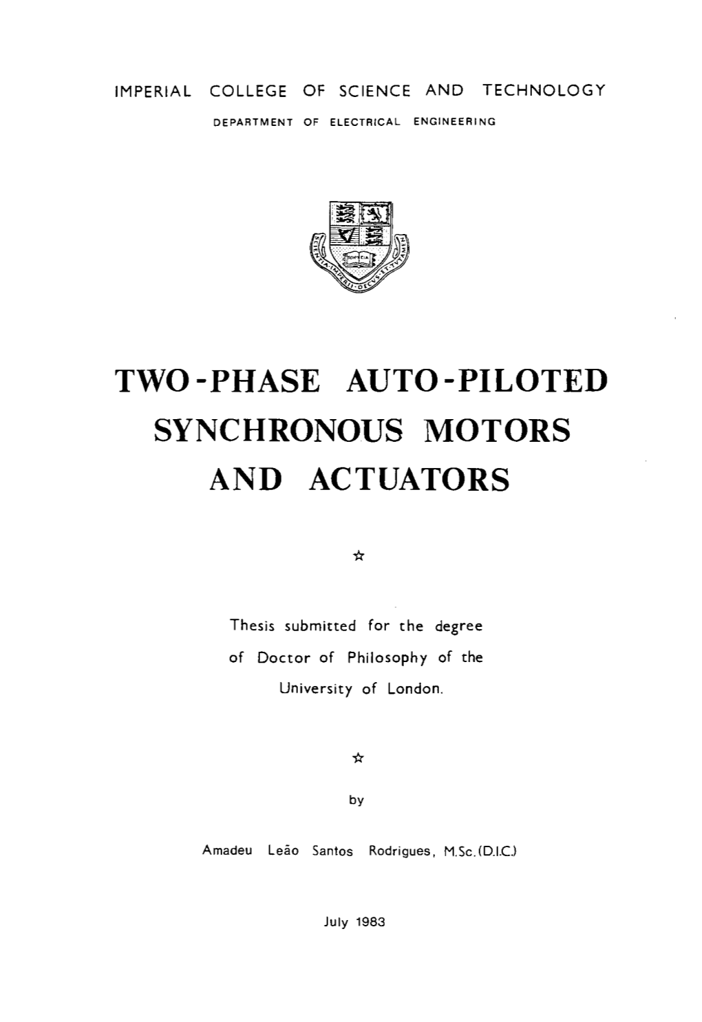 Two-Phase Auto-Piloted Synchronous Motors and Actuators