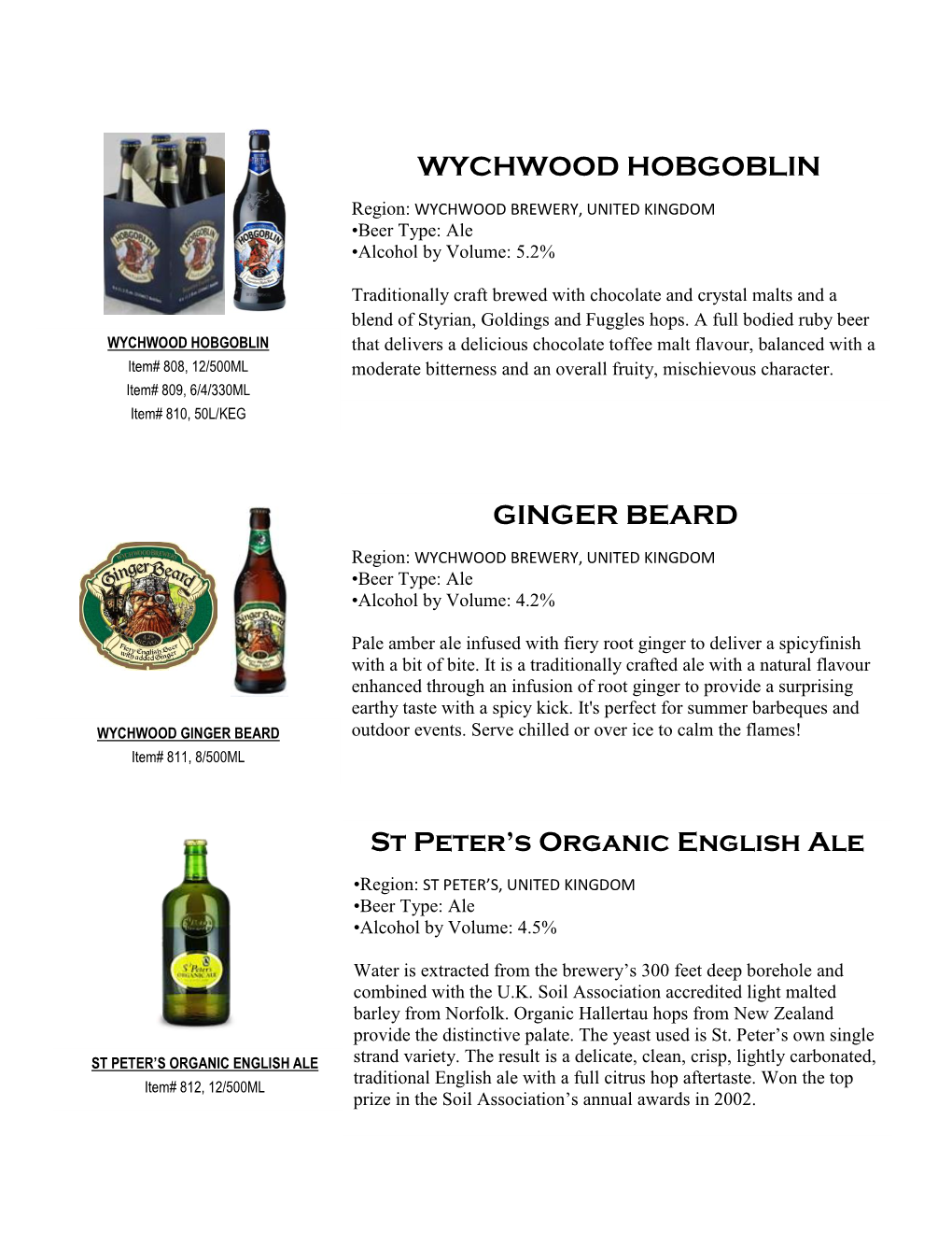 GINGER BEARD WYCHWOOD HOBGOBLIN St Peter's Organic