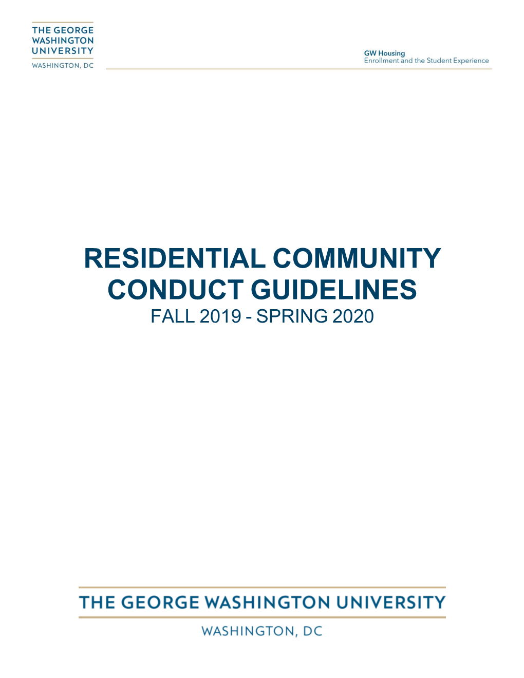 Residential Community Conduct Guidelines Fall 2019 - Spring 2020