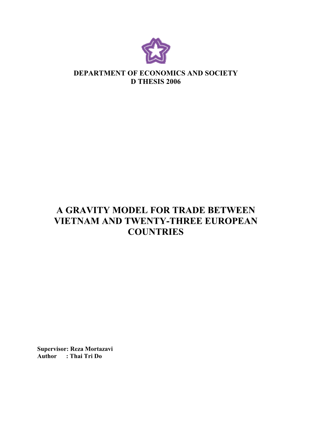 A Gravity Model for Trade Between Vietnam and Twenty-Three European Countries