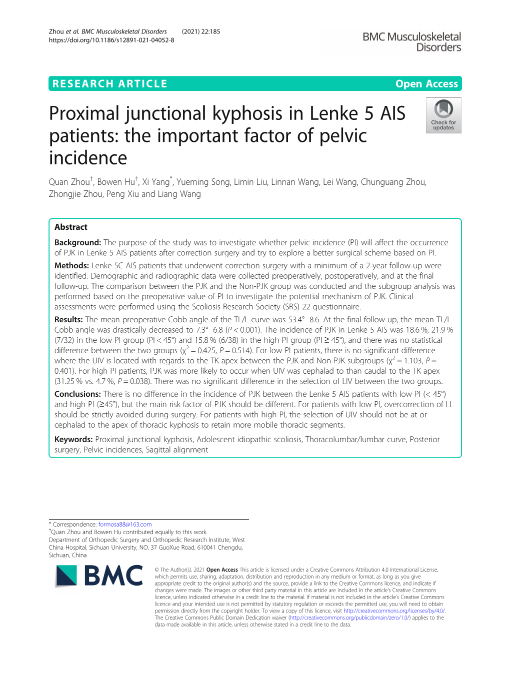 Proximal Junctional Kyphosis in Lenke 5 AIS Patients