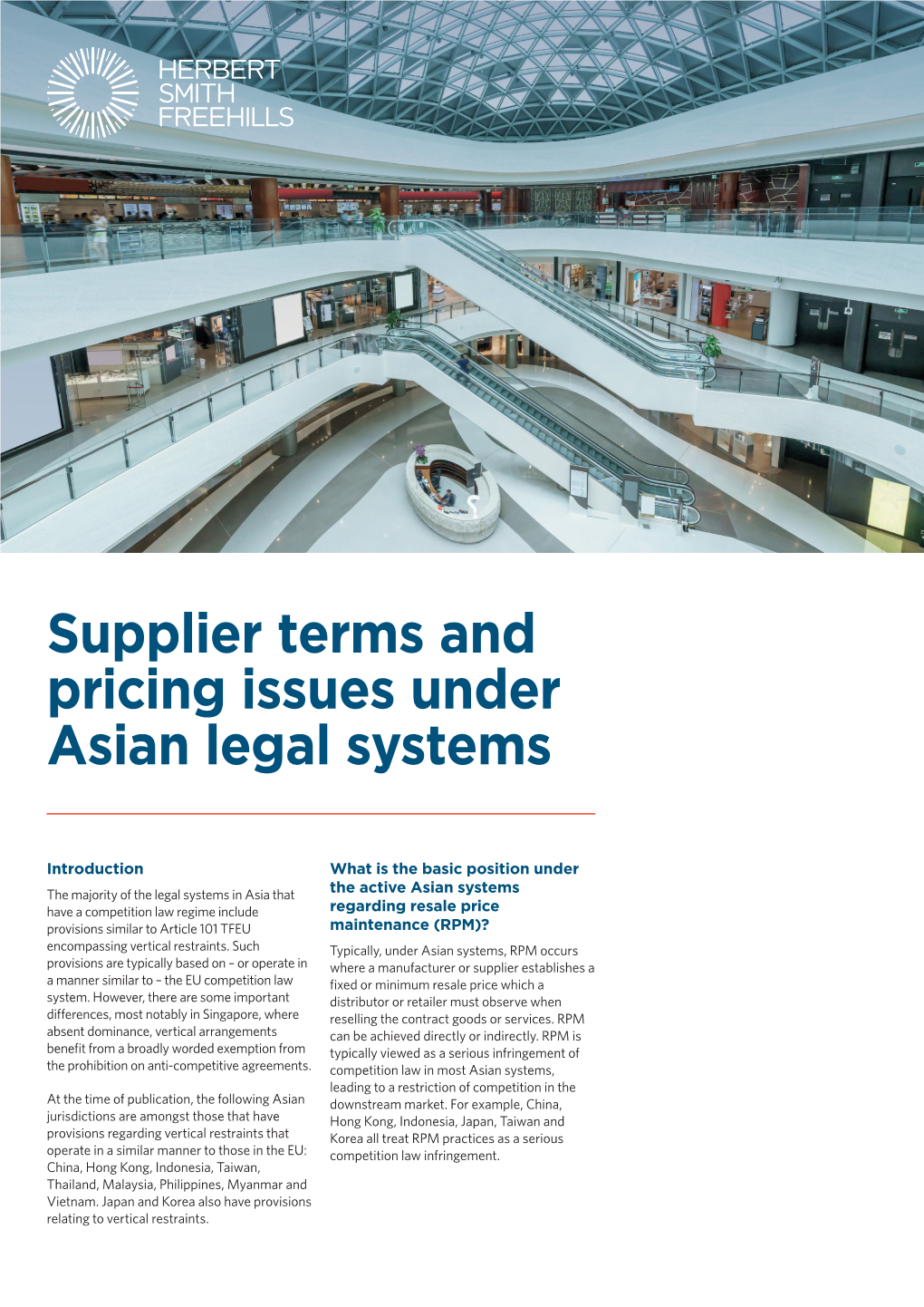 Supplier Terms and Pricing Issues Under Asian Legal Systems