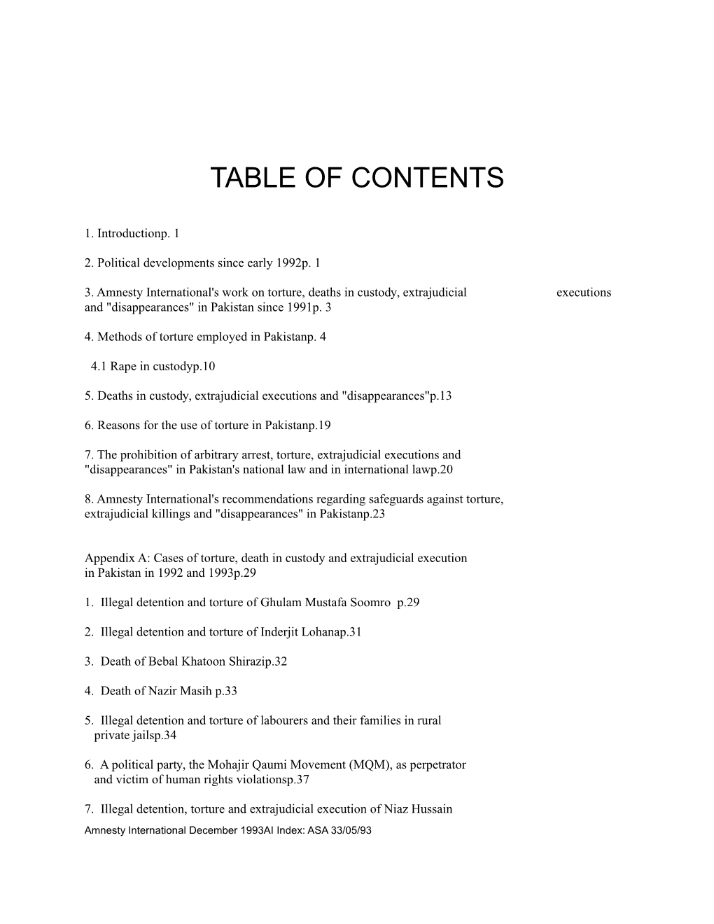 Table of Contents