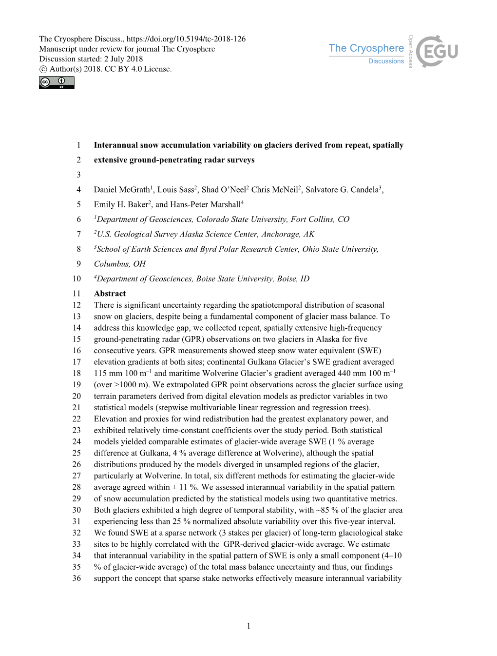 1 Interannual Snow Accumulation Variability on Glaciers Derived