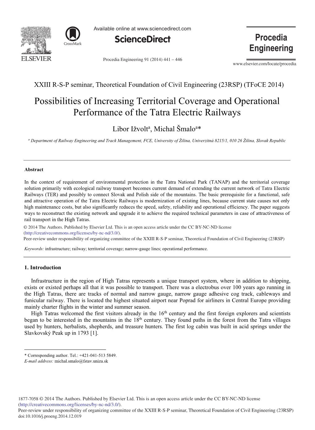 Possibilities of Increasing Territorial Coverage and Operational Performance of the Tatra Electric Railways