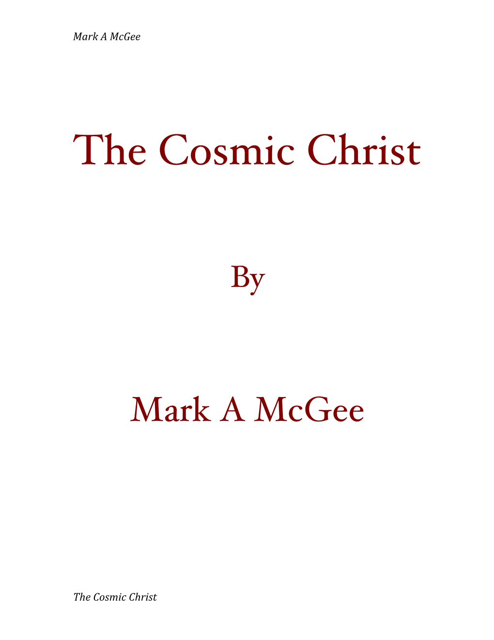 The Cosmic Christ