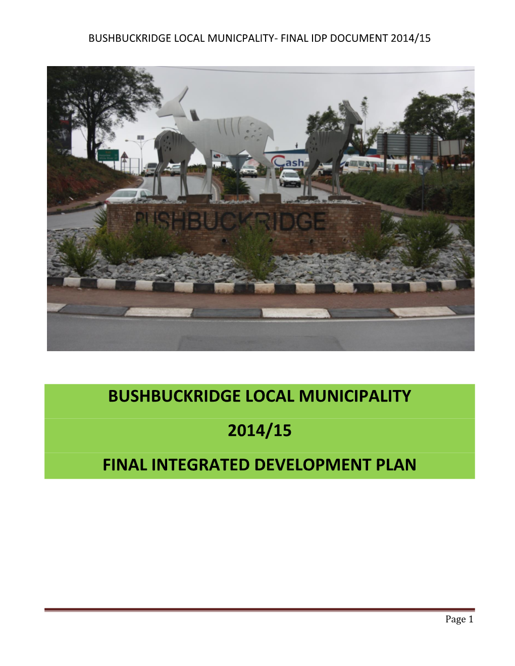 Integrated Development Plan: IDP 2014- 2016