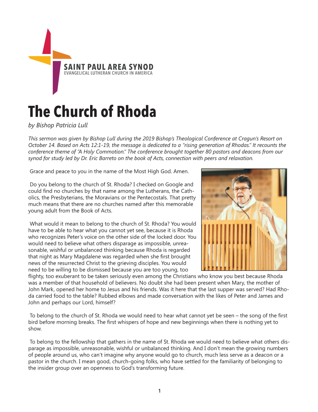 The Church of Rhoda by Bishop Patricia Lull