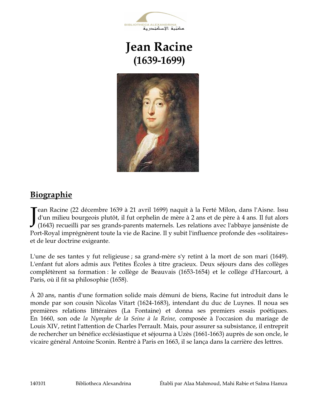 Jean Racine (1639-1699)