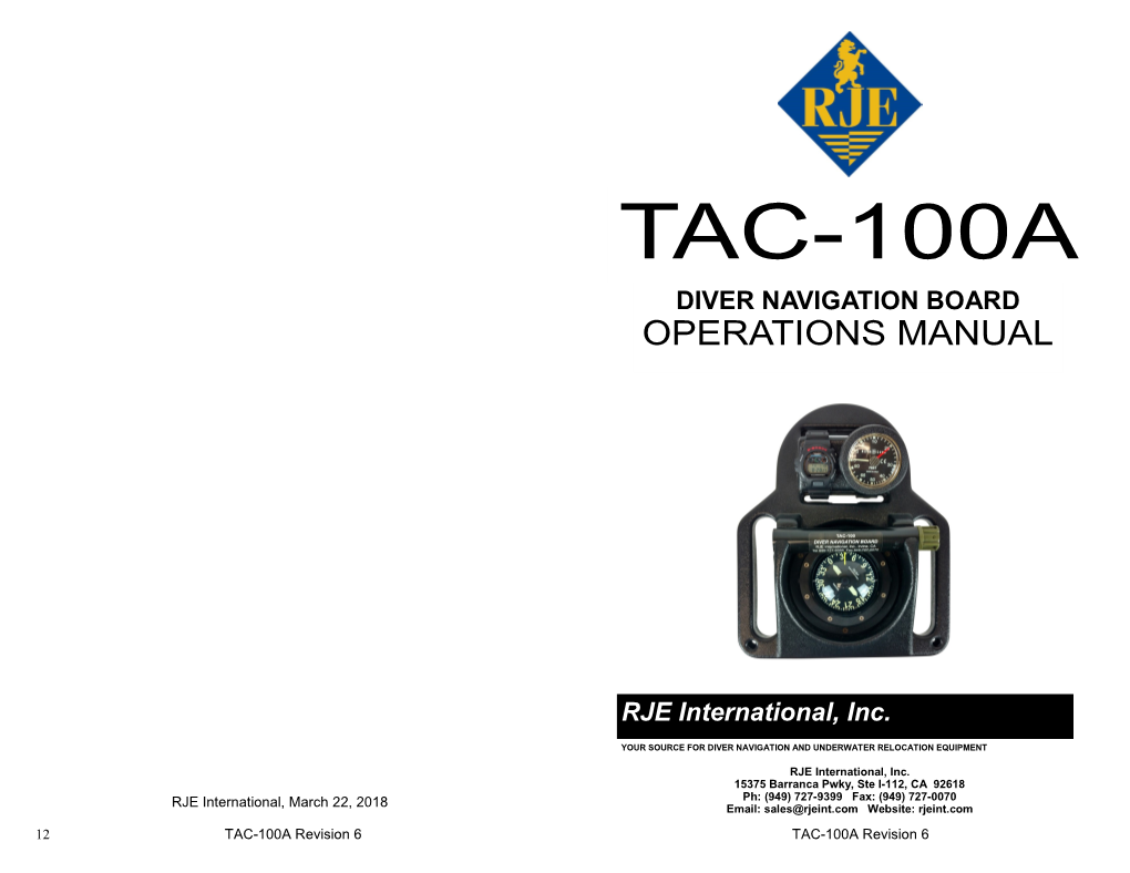 DIVER NAVIGATION BOARD RJE International, Inc