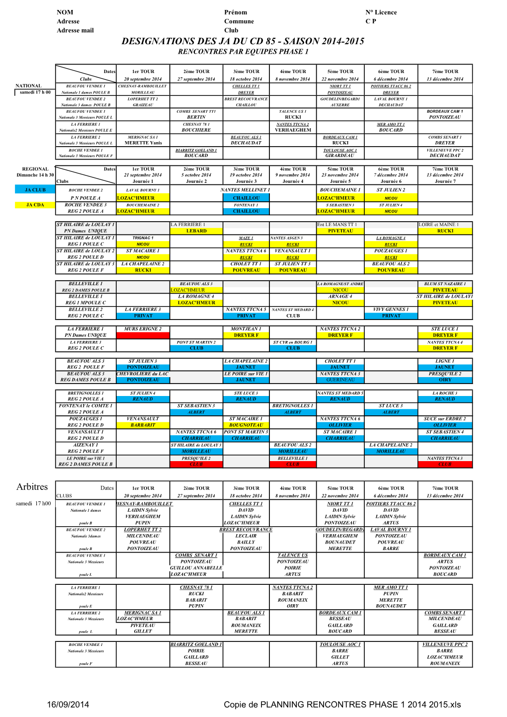 Copie De PLANNING RENCONTRES PHASE 1 2014 2015.Xls