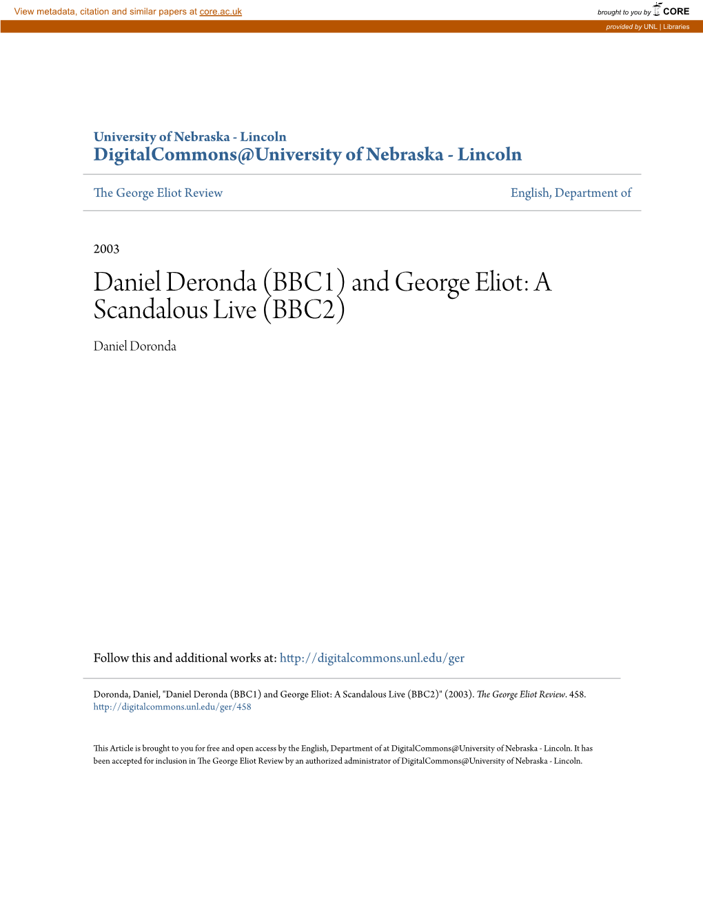 Daniel Deronda (BBC1) and George Eliot: a Scandalous Live (BBC2) Daniel Doronda