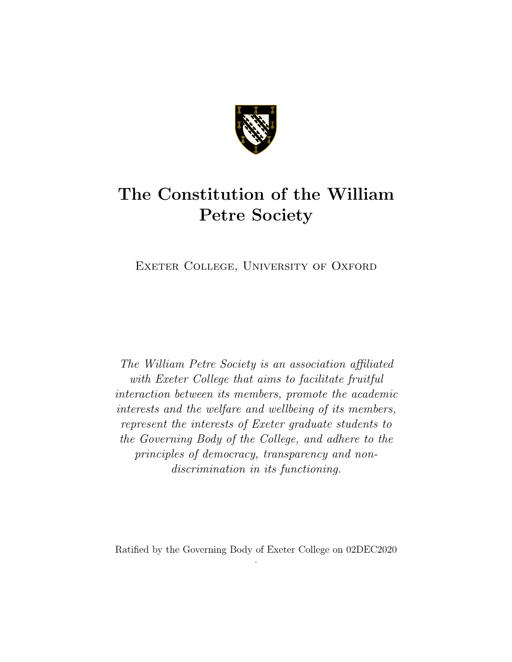 The Constitution of the William Petre Society