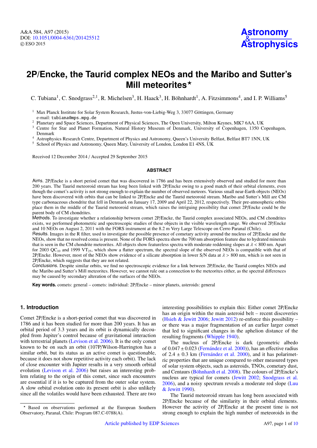 2P/Encke, the Taurid Complex Neos and the Maribo and Sutter's Mill Meteorites