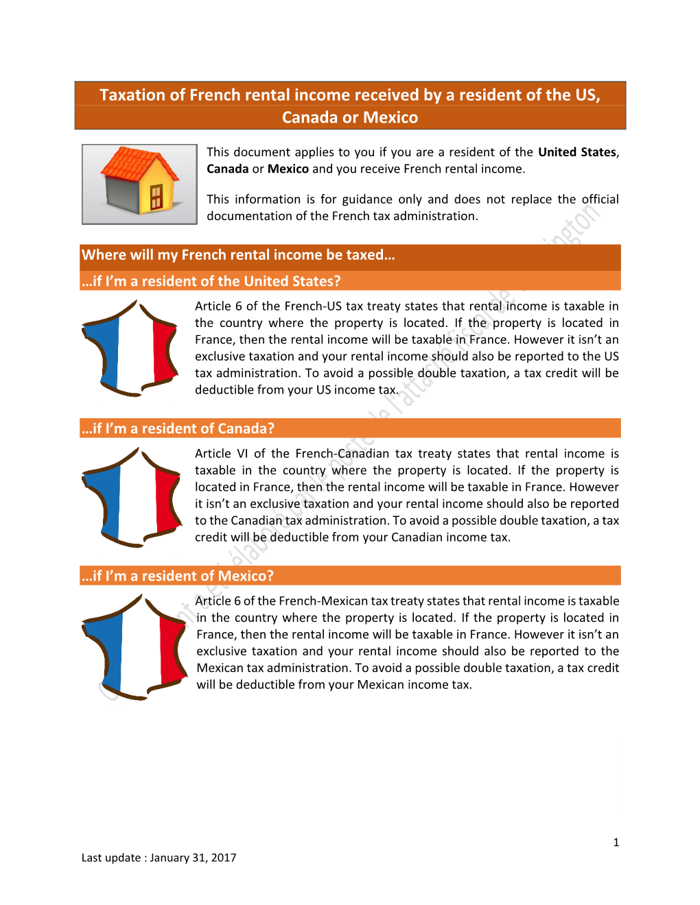 Taxation of French Rental Income Received by a Resident of the US, Canada Or Mexico