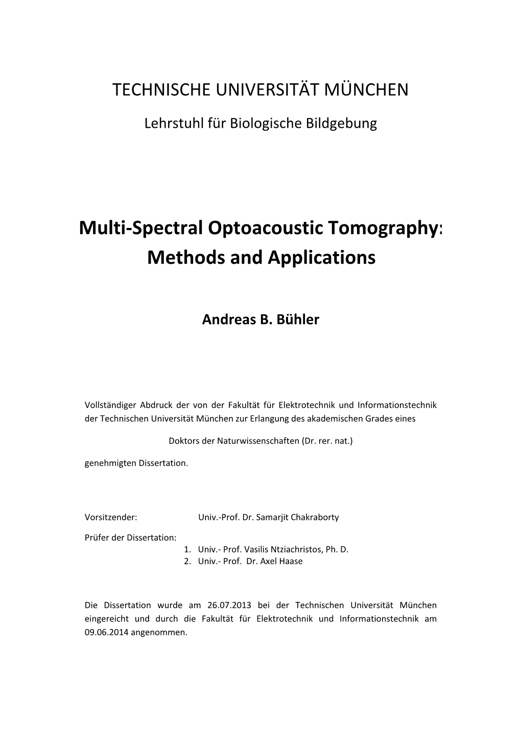 Multi-Spectral Optoacoustic Tomography: Methods and Applications