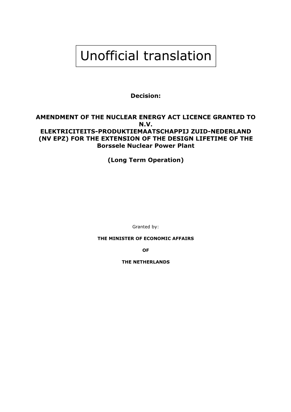 141210 Borssele NPP LTO License Final