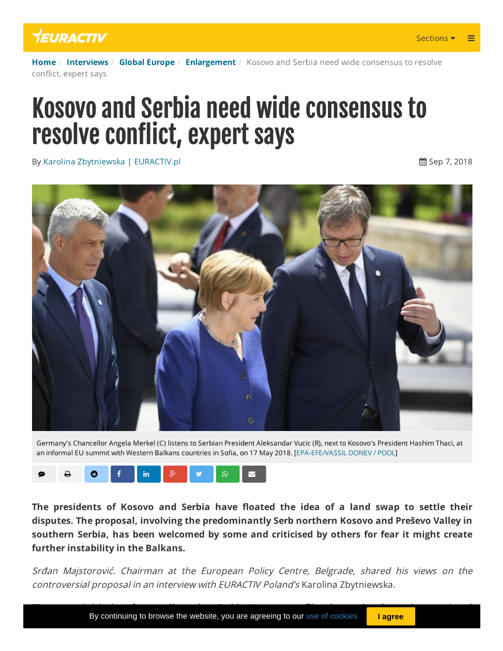 Kosovo and Serbia Need Wide Consensus to Resolve Con Ict, Expert