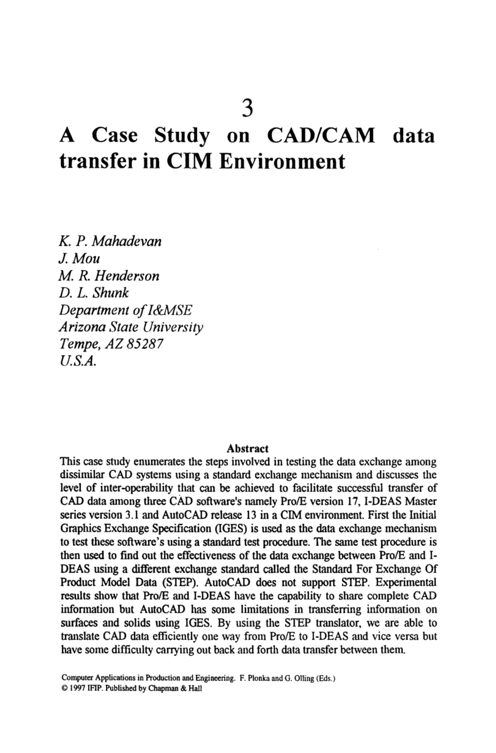A Case Study on CAD/CAM Data Transfer in CIM Environment