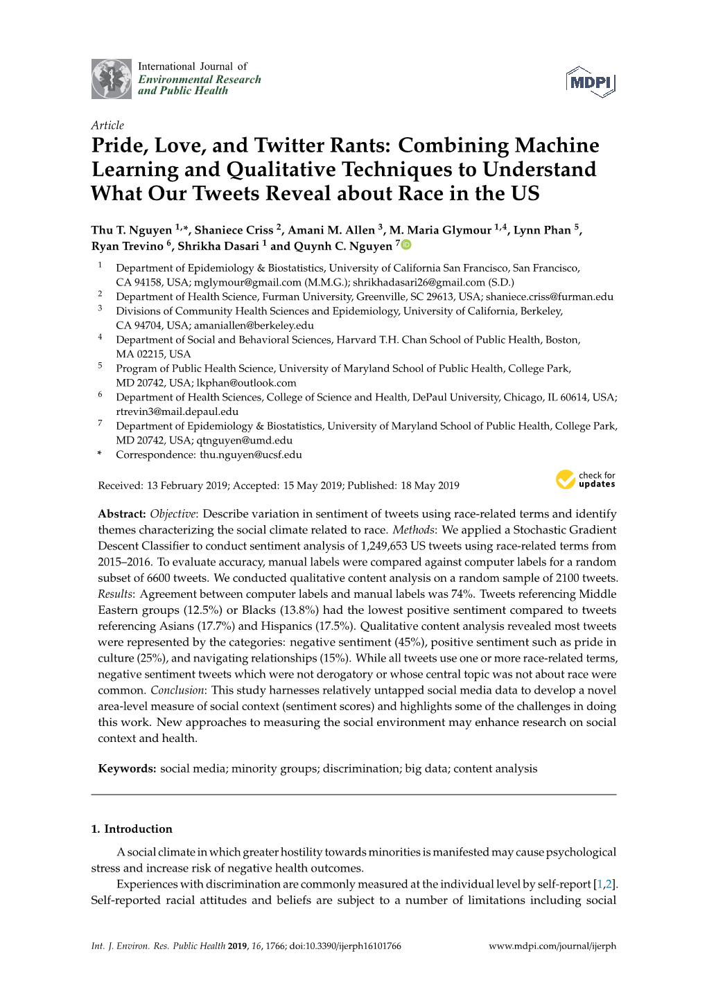 Pride, Love, and Twitter Rants: Combining Machine Learning and Qualitative Techniques to Understand What Our Tweets Reveal About Race in the US