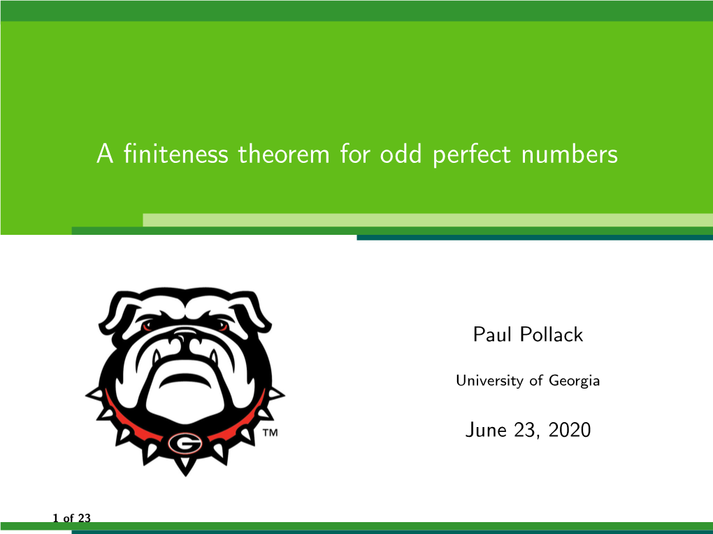 A Finiteness Theorem for Odd Perfect Numbers