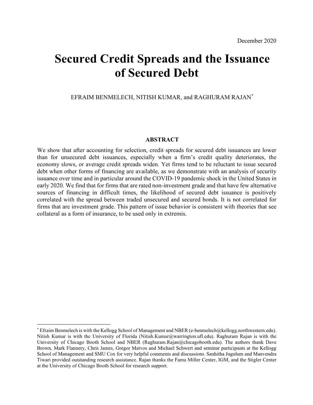 Secured Credit Spreads and the Issuance of Secured Debt