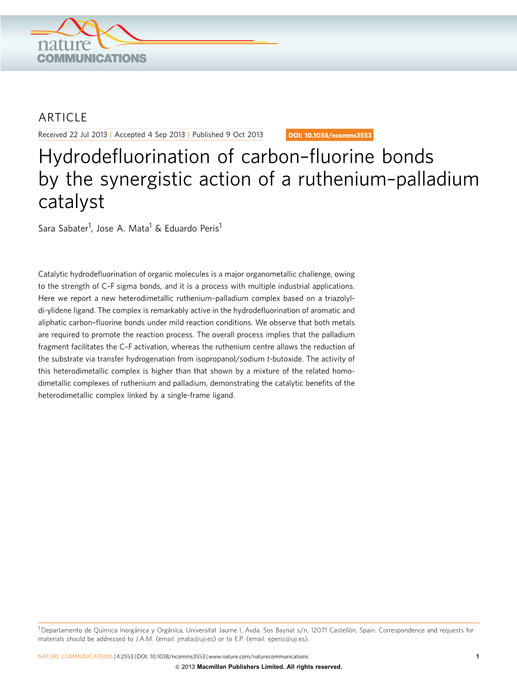 Hydrodefluorination of Carbon&Ndash