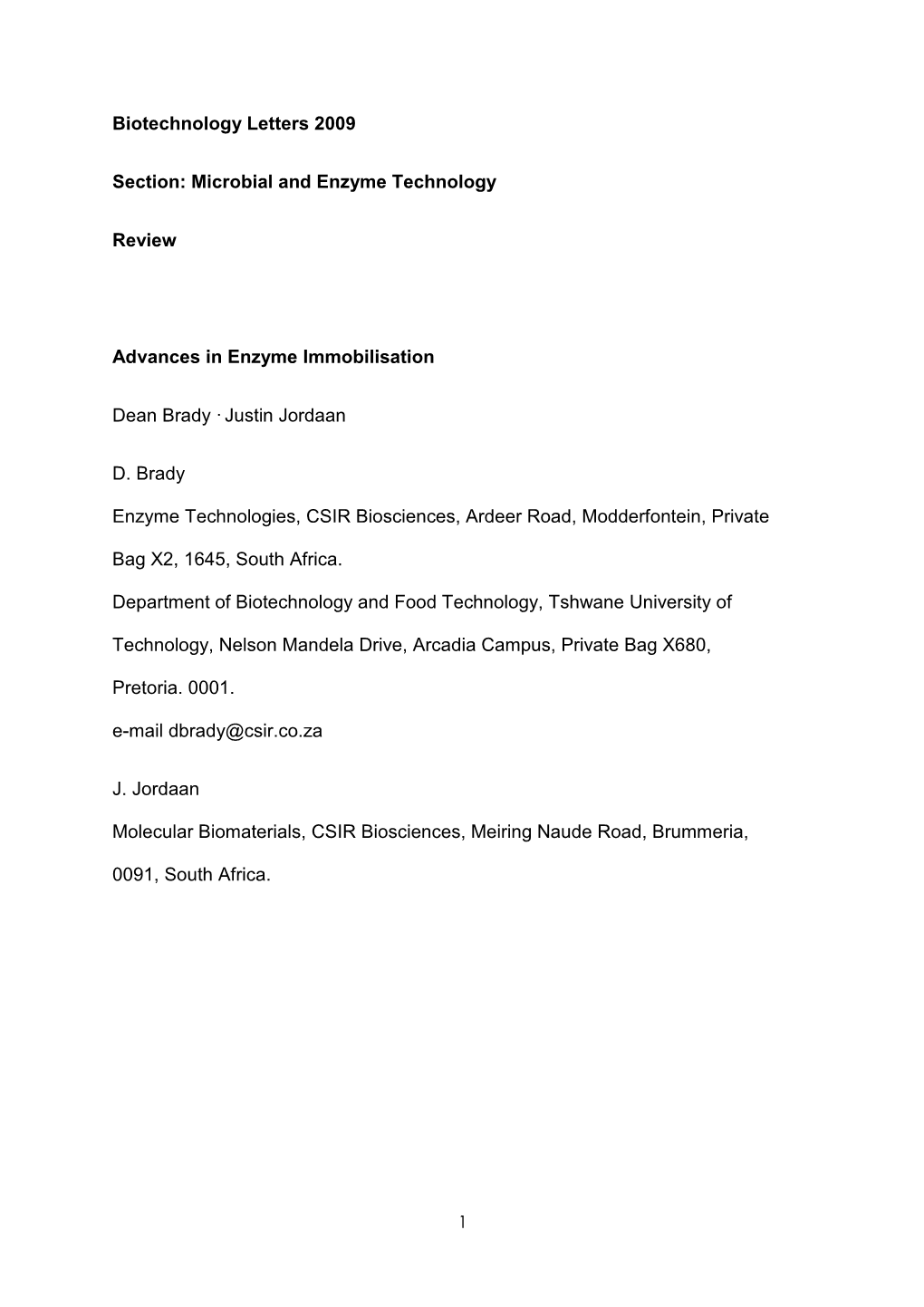 Biotechnology Letters 2009 Section: Microbial and Enzyme Technology