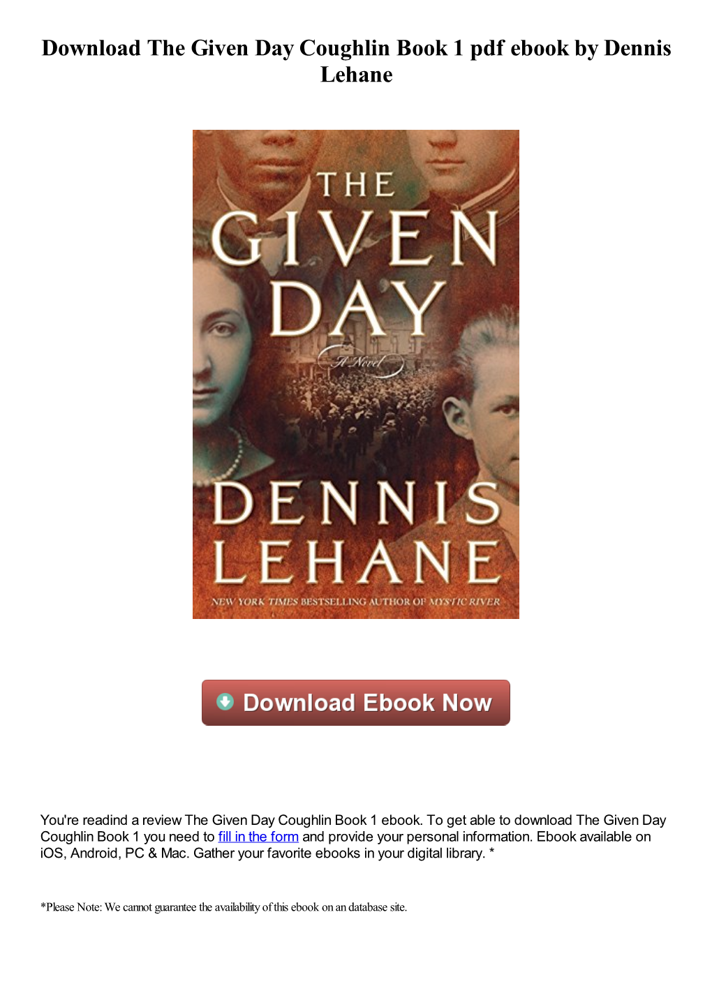 Download the Given Day Coughlin Book 1 Pdf Ebook by Dennis Lehane