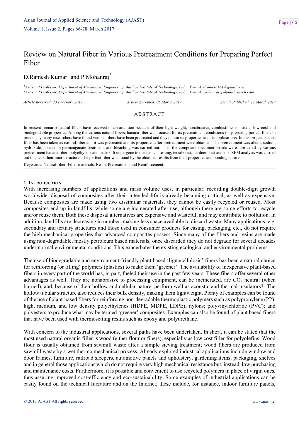 Review on Natural Fiber in Various Pretreatment Conditions for Preparing Perfect Fiber