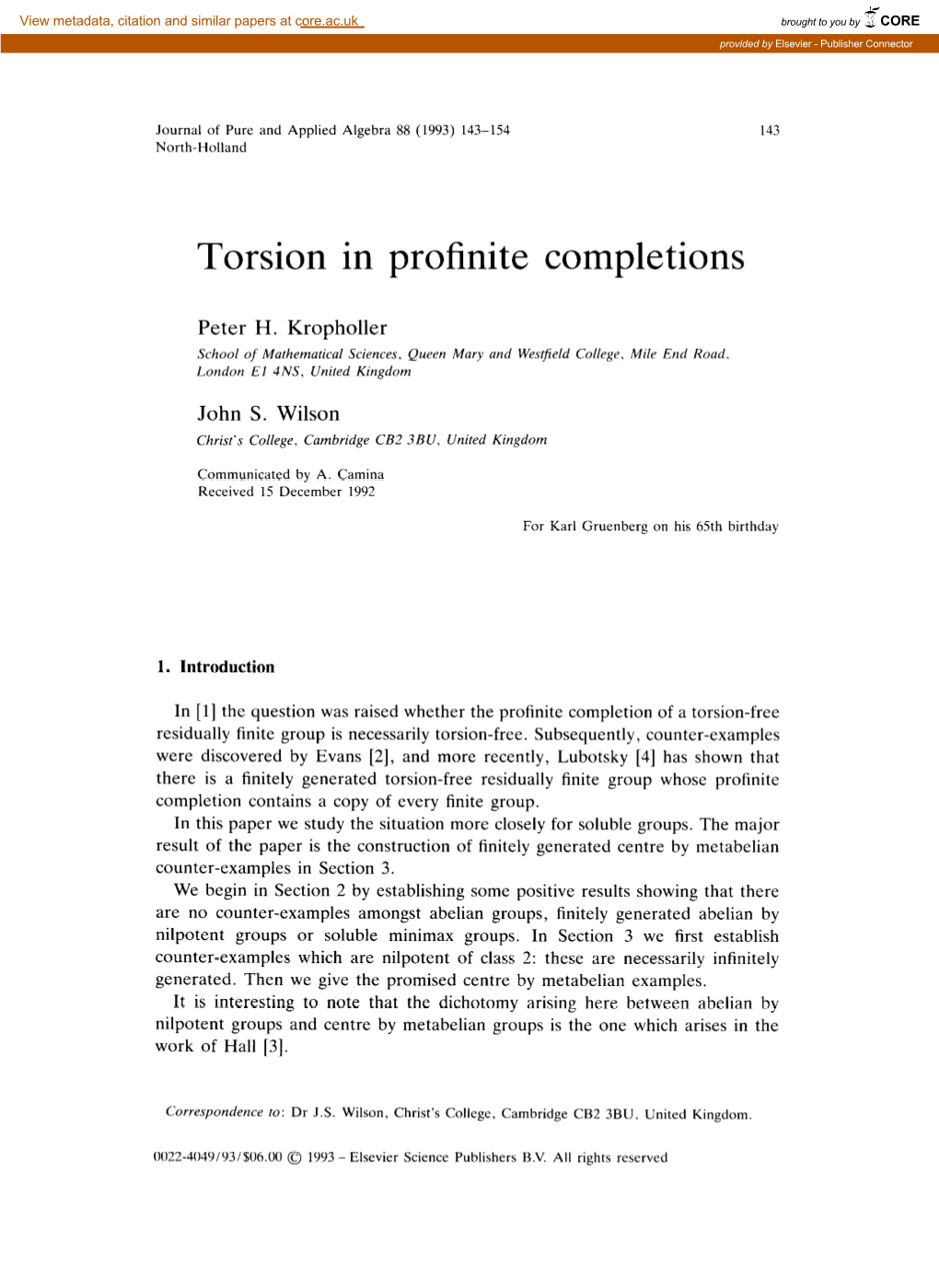 Torsion in Profinite Completions