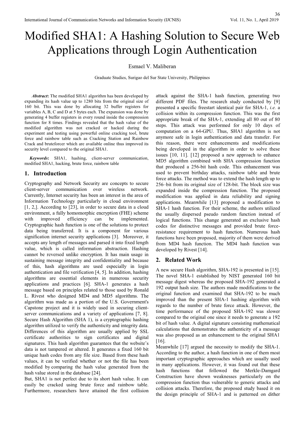 Modified SHA1: a Hashing Solution to Secure Web Applications Through Login Authentication