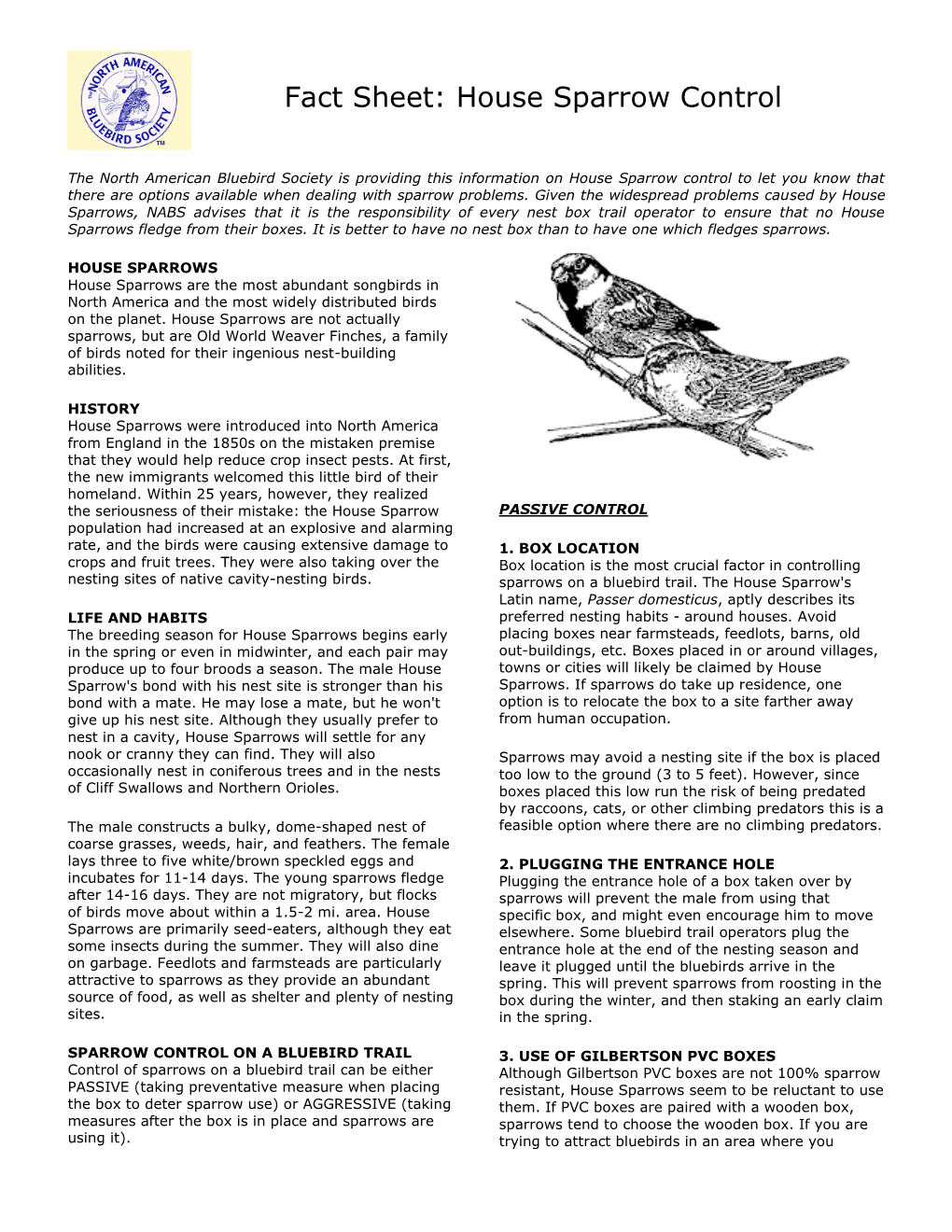 House Sparrow Control