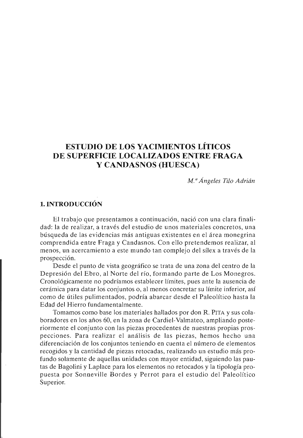 Estudio De Los Yacimientos Líticos De Superficie Localizados Entre Fraga Y Candasnos (Huesca)