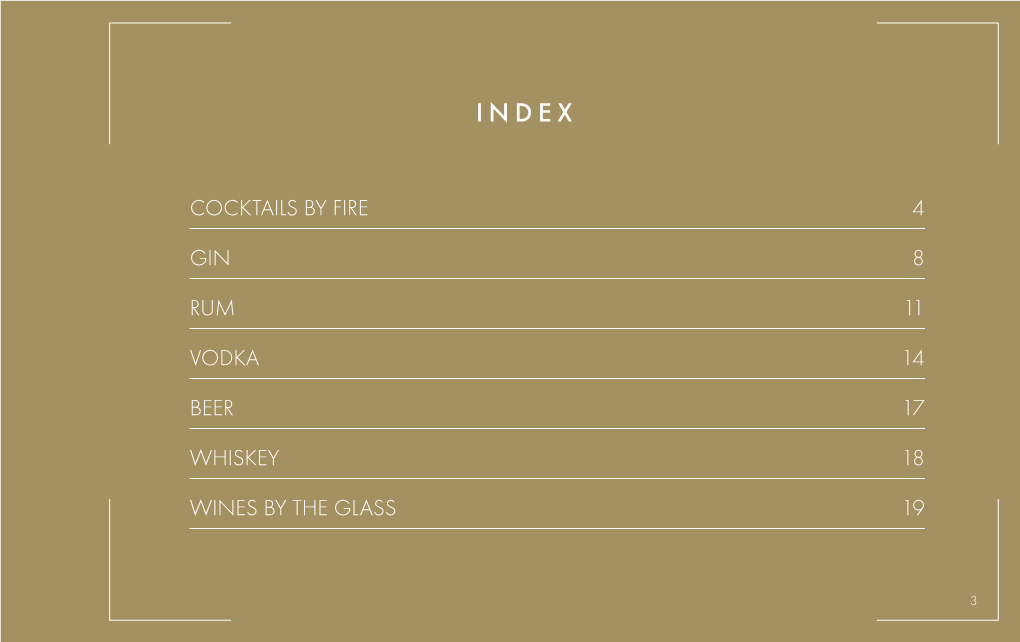 Cocktails by Fire 4 Gin 8 Rum 11 Vodka 14 Beer 17 Whiskey 18