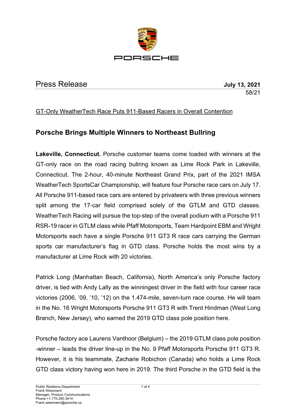 Press Release July 13, 2021 58/21