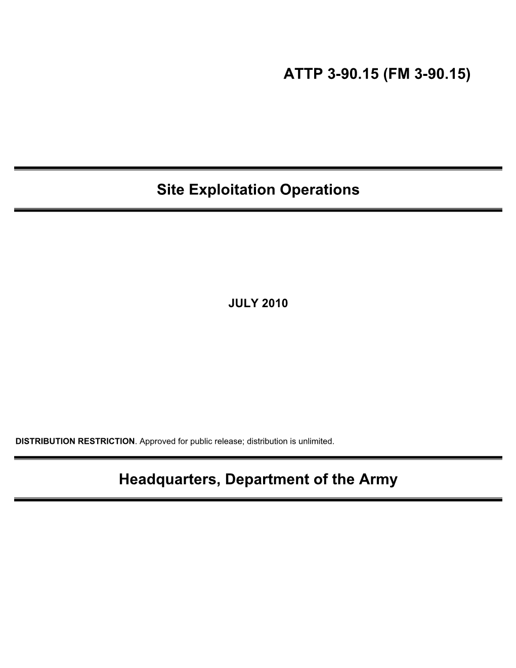 (FM 3-90.15) Site Exploitation Operations