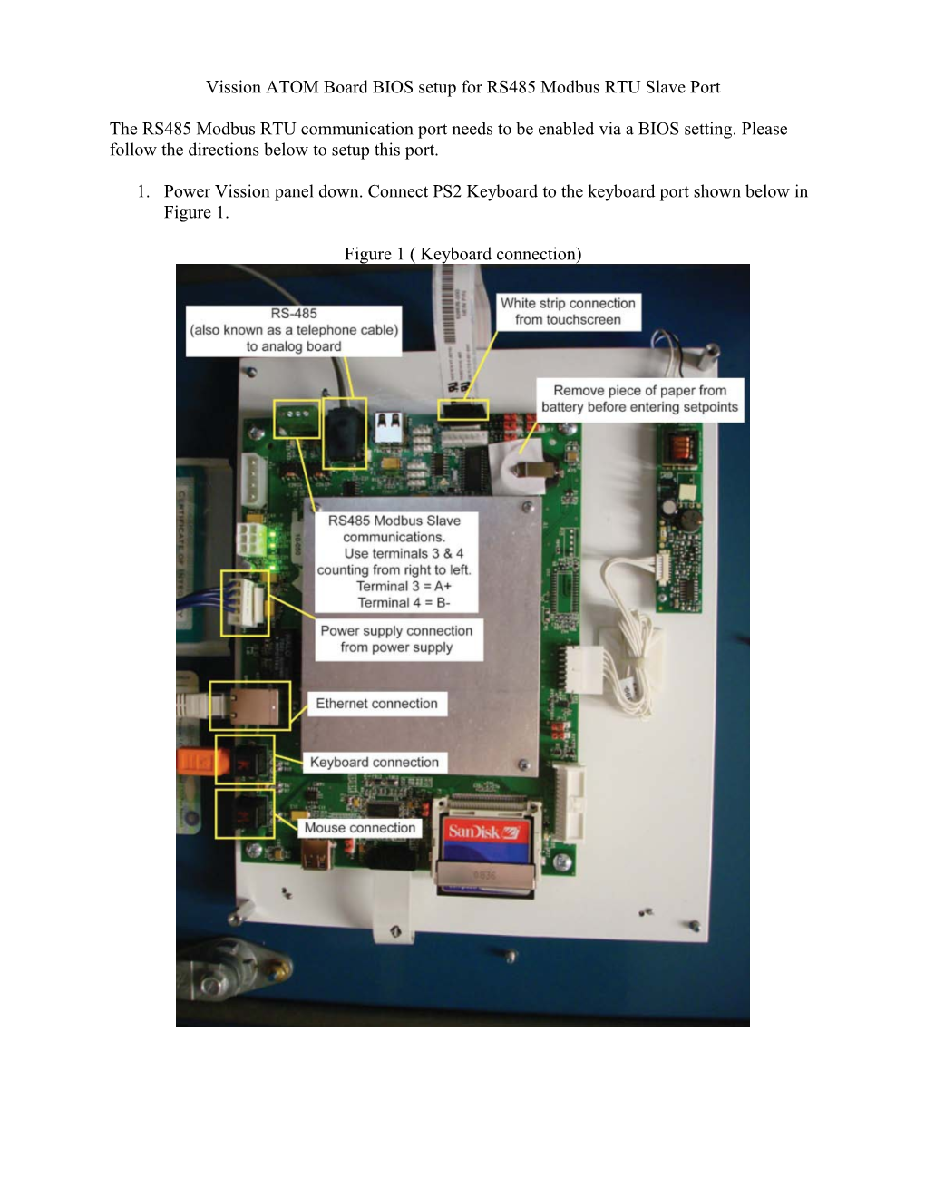 Vission ATOM Board BIOS Setup for RS485 Modbus RTU Slave Port