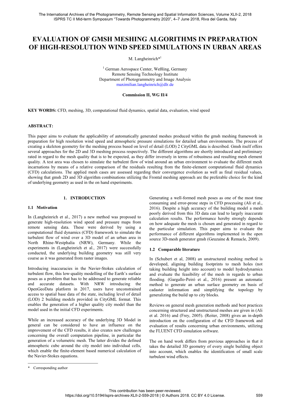 Evaluation of Gmsh Meshing Algorithms in Preparation of High-Resolution Wind Speed Simulations in Urban Areas