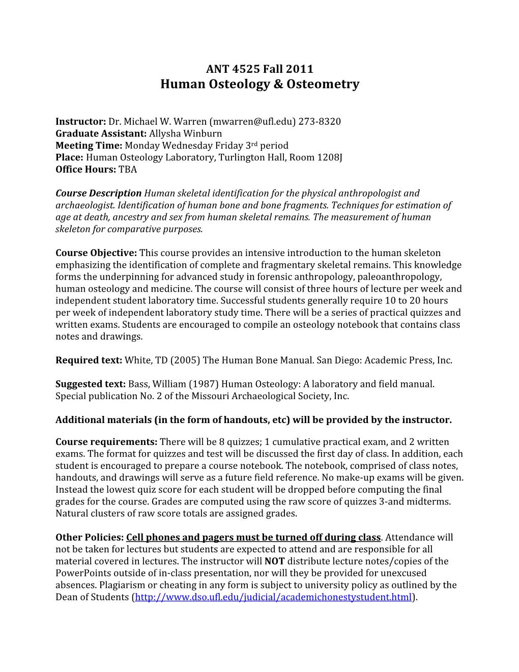 Human Osteology & Osteometry