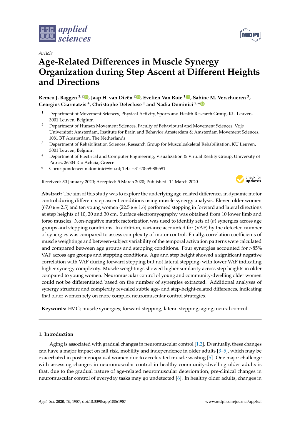 Age-Related Differences in Muscle Synergy Organization During Step