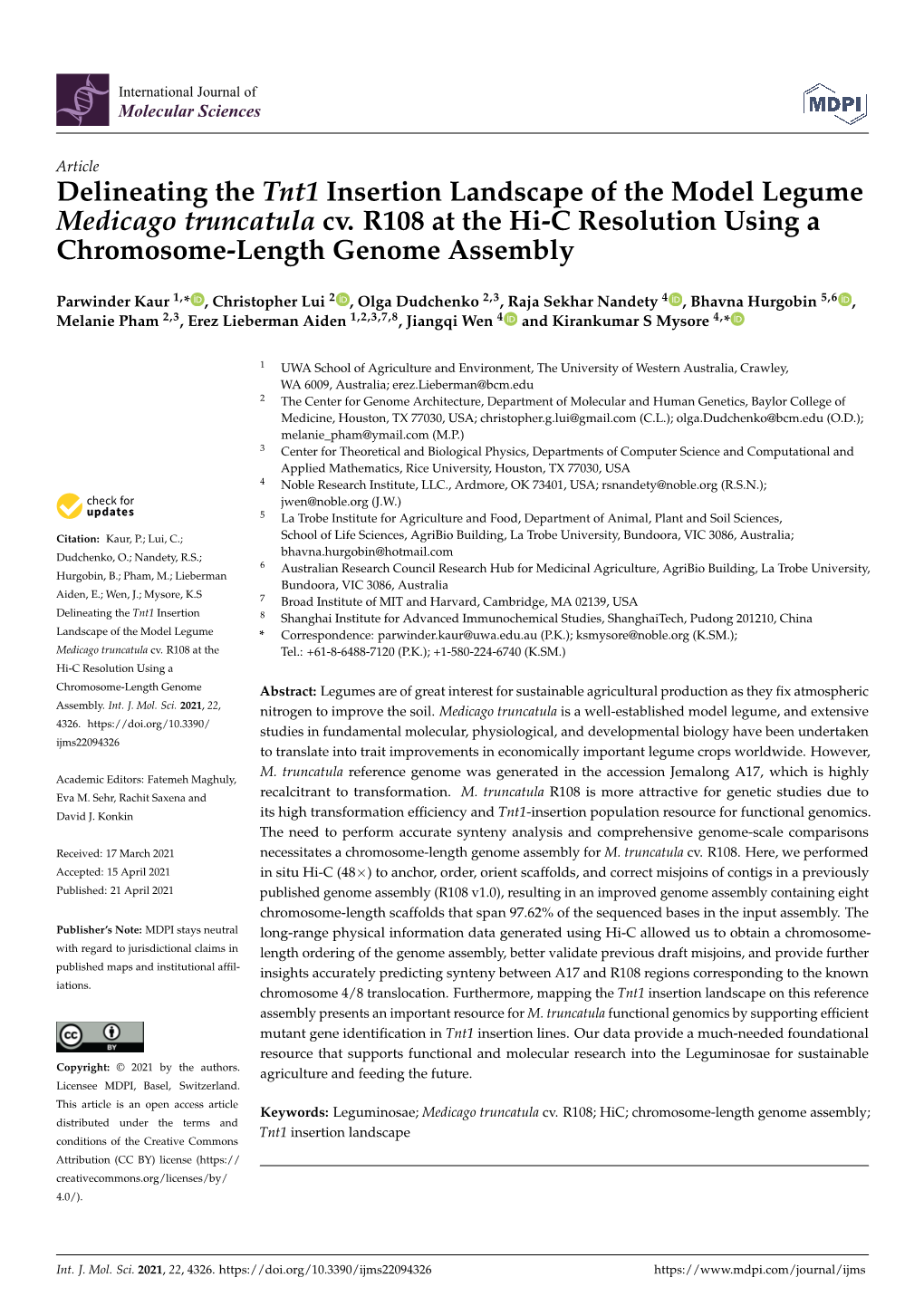 Delineating the Tnt1 Insertion Landscape of the Model Legume Medicago Truncatula Cv