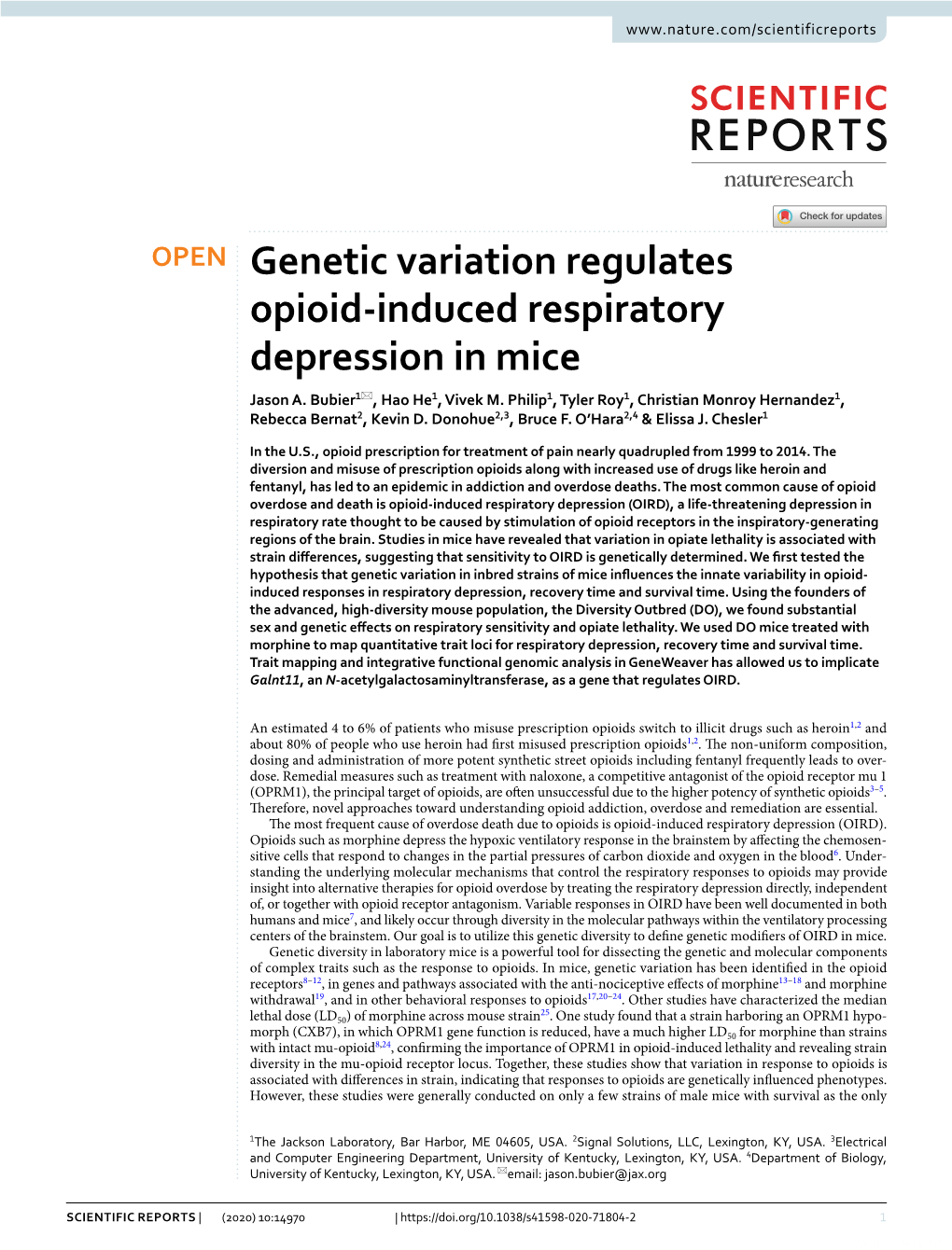 Genetic Variation Regulates Opioid-Induced Respiratory