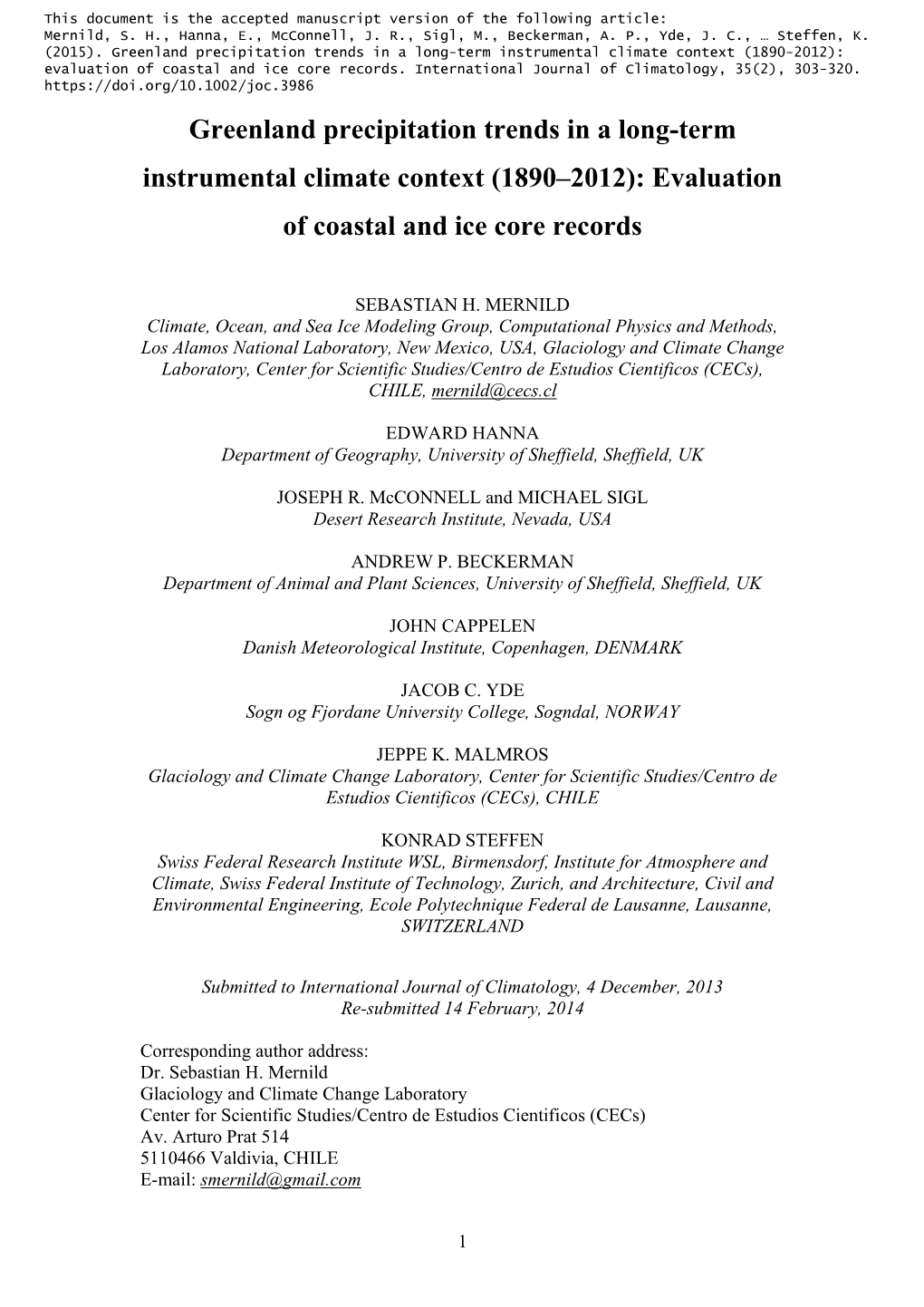 Climate Context: Evaluation of Coastal Precipitation Records