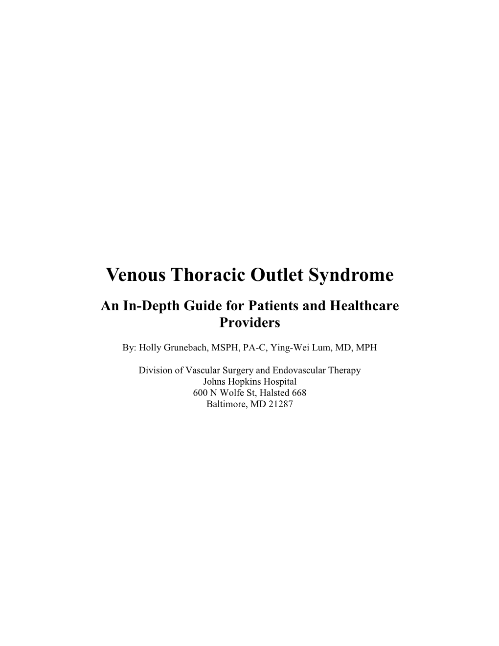 What Is Venous Thoracic Outlet Syndrome?