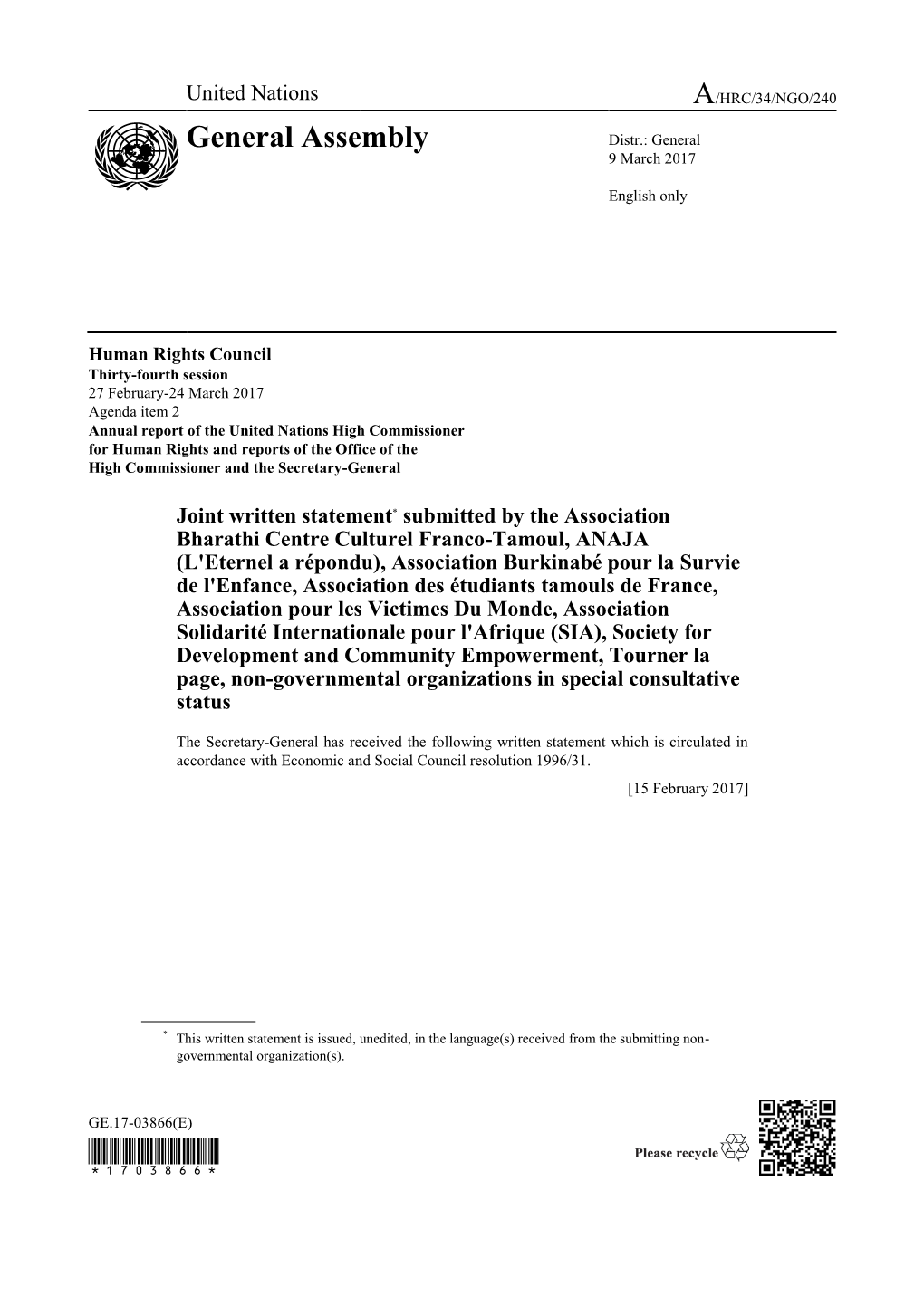 Page 1 GE.17-03866(E) Human Rights Council Thirty-Fourth Session