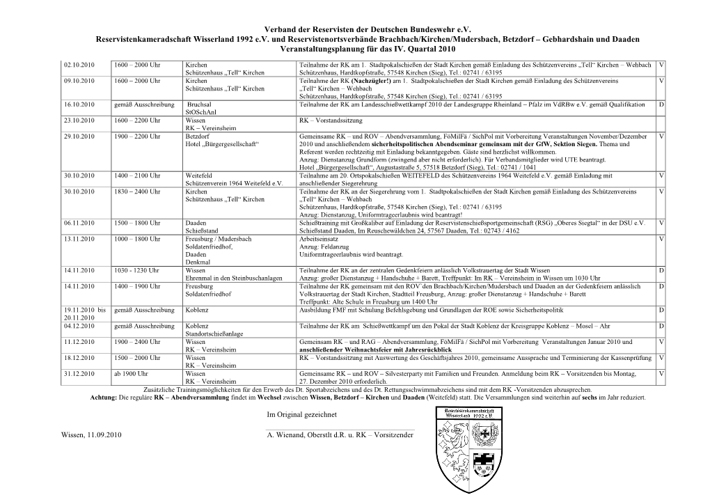 Reservistenkameradschaft Wisserland 1992 E.V