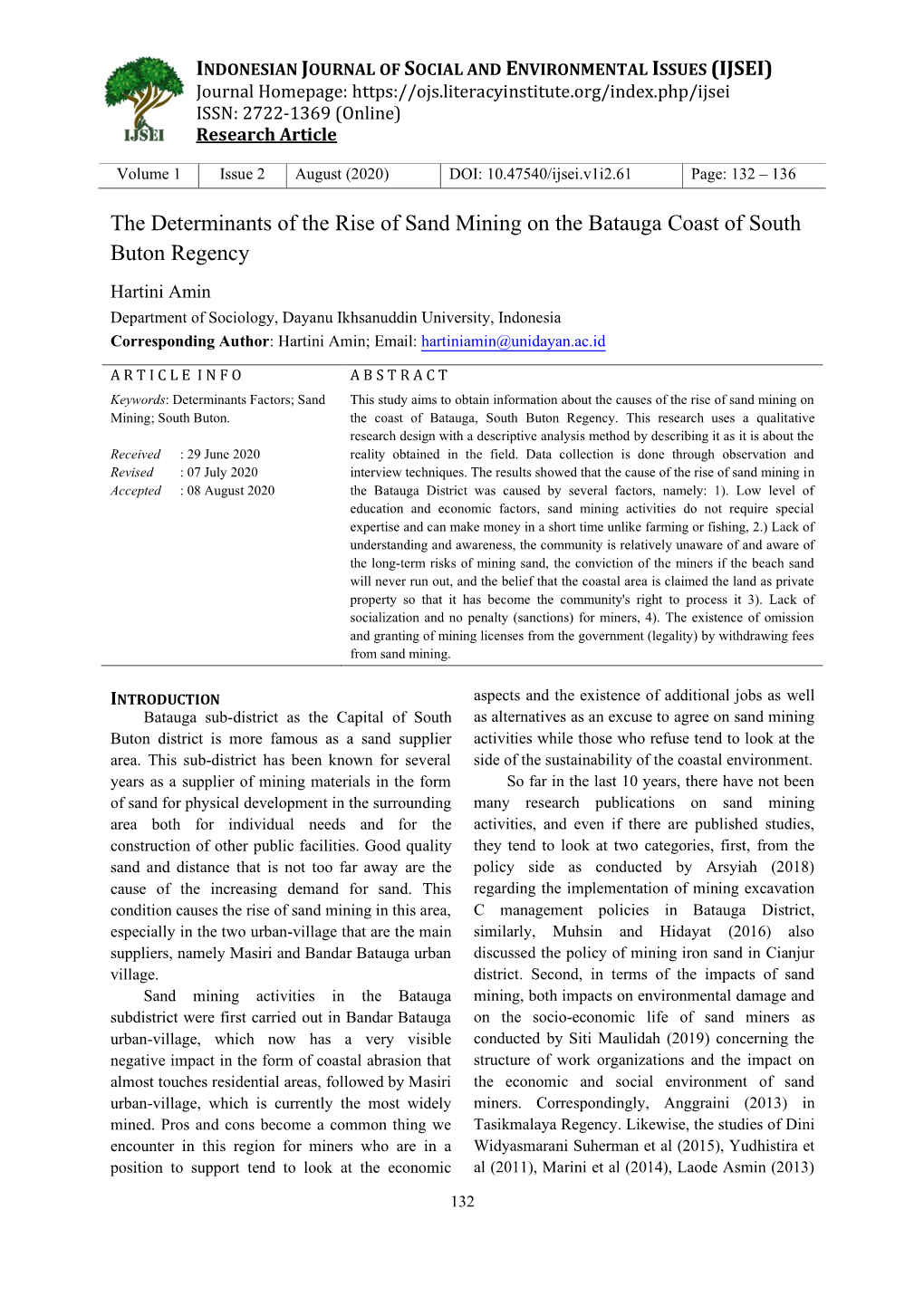 The Determinants of the Rise of Sand Mining on the Batauga Coast Of